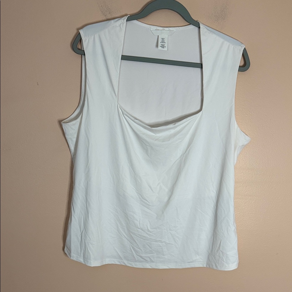 H&M White Sleeveless Cowl Neck Tank